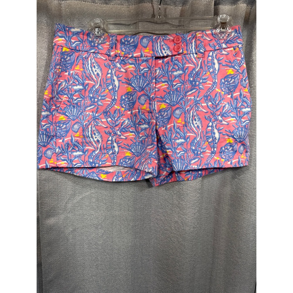 Vineyard Vines Pink Seahorse Shell Print Chino Shorts‎ Womens Size 2 Nautical